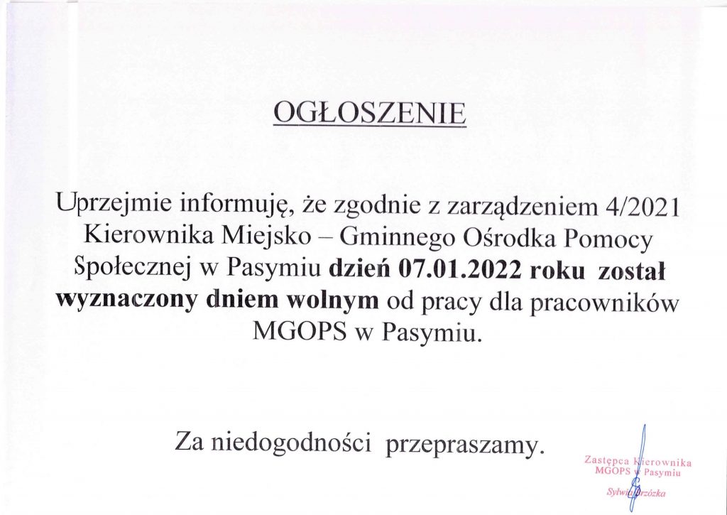 wolne-07.01.221-1024x725 Ogłoszenie